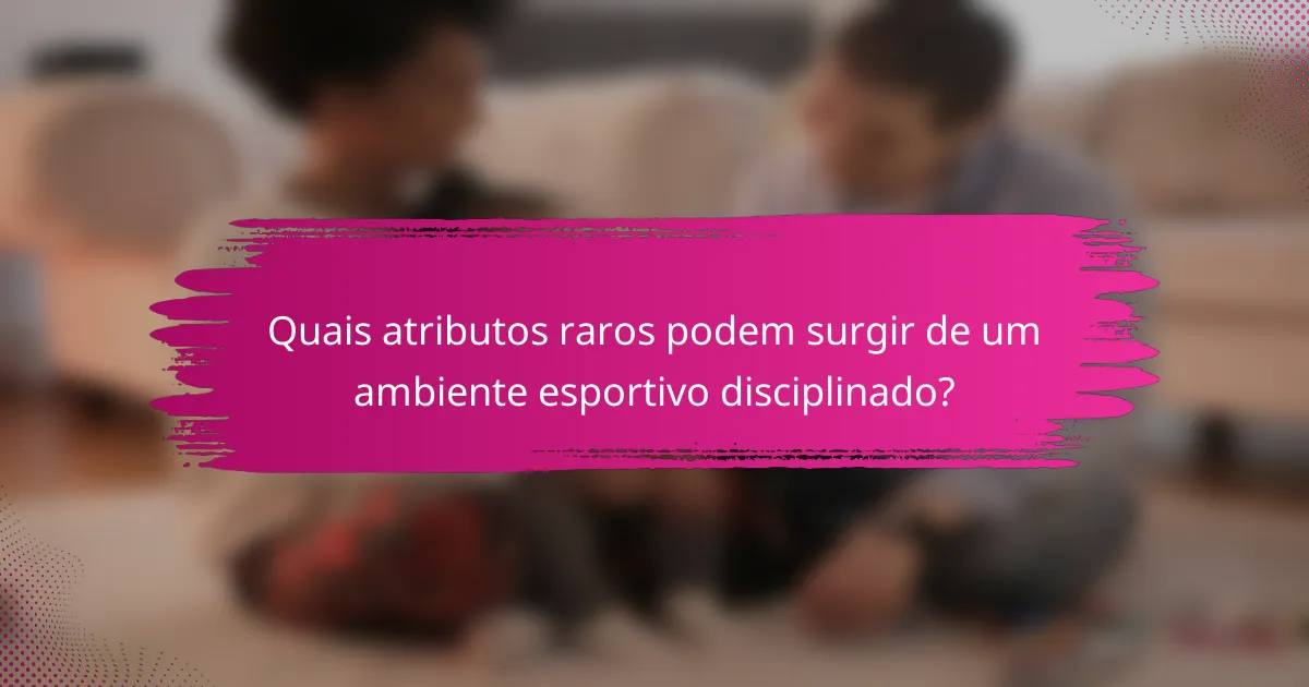 Quais atributos raros podem surgir de um ambiente esportivo disciplinado?